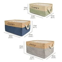 Xingfa Personalized Dog Toy Basket With Name,Custom Dog Toy Basket,Paw Prints Pet Food Storage Container,Dog Toy Box For Small Dogs,New Puppy Supplies (Light Blue,L 41X32X21cm) -Dog Supply Store 41kNb1n28nL