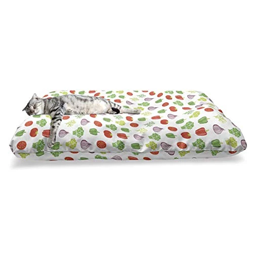 Ambesonne Vegetables Pet Bed, Food Themed Simple Repetitive Pattern With Pepper Onion Broccoli And Tomatoes, Chew Resistant Pad For Dogs And Cats Cushion With Removable Cover, 24" X 39", Multicolor 4 Ambesonne Vegetables Pet Bed, Food Themed Simple Repetitive Pattern With Pepper Onion Broccoli And Tomatoes, Chew Resistant Pad For Dogs And Cats Cushion With Removable Cover, 24" X 39", Multicolor - Image 2