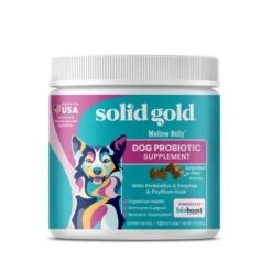 Solid Gold Dog Probiotic Chews - Bacon Flavor Soft Chews For Dog Digestive Support - Mellow Belly Probiotic For Dogs With Fiber & Digestive Enzymes For Bowel Support & Gut Health - 120 Count