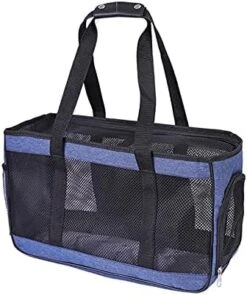 JOZZY Pet Travel Bag Dog Bags Portable Dog Carrier Bag Mesh Breathable Carrier Bags For Small Dogs Foldable Cats Handbag Travel Pet Bag Transport Bag (Color : Blue) -Dog Supply Store 41kj7yP5l6L. AC