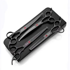 Blue High-End Pet Cat Dog Grooming Scissors Professional 7.0 Inch Set Premium Safety Round Head 6CR Steel Pet Supplies Trimmer Tool Kit - Straight & Thinning & Curved Shears 4Pcs Set 7 Blue High-End Pet Cat Dog Grooming Scissors Professional 7.0 Inch Set Premium Safety Round Head 6CR Steel Pet Supplies Trimmer Tool Kit - Straight & Thinning & Curved Shears 4Pcs Set -Dog Supply Store 41l54BkXZyL