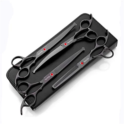 Blue High-End Pet Cat Dog Grooming Scissors Professional 7.0 Inch Set Premium Safety Round Head 6CR Steel Pet Supplies Trimmer Tool Kit - Straight & Thinning & Curved Shears 4Pcs Set 5 Blue High-End Pet Cat Dog Grooming Scissors Professional 7.0 Inch Set Premium Safety Round Head 6CR Steel Pet Supplies Trimmer Tool Kit - Straight & Thinning & Curved Shears 4Pcs Set - Image 3