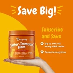 Zesty Paws Allergy Immune Supplement For Dogs - With Omega 3 Salmon Fish Oil & EpiCor Pets + Probiotics For Seasonal Allergies - Peanut Butter -Dog Supply Store 41l8RwgCicL