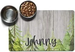 The Navy Knot Personalized Pet Mat - Waterproof & Non-Slip Pet Food Mat With Edges - Cats & Dogs Feeding Mats - Petfood, Water, Dish Bowls Pad - Gifts For Dog & Cat (10x16, Evergreen) -Dog Supply Store 41mCM4 ke3L. AC