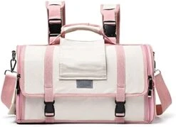 LEFEDA Cat Carrier Dog Foldable Portable Cat Bag Pets Breathable Backpack Dog Outgoing Travel Backpack Handbag Pets Transport Pet Backpack Carrier (Color : Green With Pink) -Dog Supply Store 41mI6BYA50L. AC