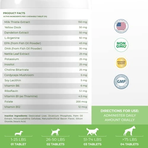 Milk Thistle For Dogs - 120 Chewable Tablets - Liver And Kidney Support For Dogs - Hepatic Support With EPA & DHA - Detox For Dogs - Dog Liver Support - Liver Supplement For Dogs 8 Milk Thistle For Dogs - 120 Chewable Tablets - Liver And Kidney Support For Dogs - Hepatic Support With EPA & DHA - Detox For Dogs - Dog Liver Support - Liver Supplement For Dogs - Image 6