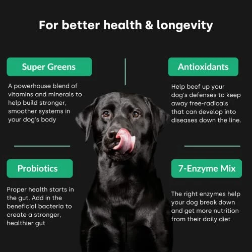 WOOOF Doggie Greens - Natural Dog Micronutrients & Probiotics. Daily Vitamins & Minerals From Superfoods. Includes Spirulina, Kelp & Algae. Longevity, Gut, Immunity & Coat. 90 Chews 5 WOOOF Doggie Greens - Natural Dog Micronutrients & Probiotics. Daily Vitamins & Minerals From Superfoods. Includes Spirulina, Kelp & Algae. Longevity, Gut, Immunity & Coat. 90 Chews - Image 3