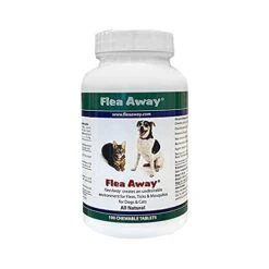 Flea Away All Natural Supplement For Fleas, Ticks, And Mosquitos Prevention For Dogs And Cats, 100 Chewable Treat Tablets, Single
