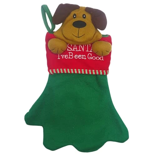 Jumbo Red And Green Felt Christmas Stocking For Dogs, Santa I've Been Good, Cute Funny Xmas Decorations For Fireplaces, Mantels, Walls, And More, 17 Inches 3 Jumbo Red And Green Felt Christmas Stocking For Dogs, Santa I've Been Good, Cute Funny Xmas Decorations For Fireplaces, Mantels, Walls, And More, 17 Inches