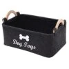 Morezi Felt Pet Toy Box And Dog Toy Box Storage Basket Chest Organizer - Perfect For Organizing Pet Toys, Blankets, Leashes And Food - Dog Toy - Dark Grey -Dog Supply Store 41qf0Md0Y2L