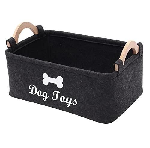 Morezi Felt Pet Toy Box And Dog Toy Box Storage Basket Chest Organizer - Perfect For Organizing Pet Toys, Blankets, Leashes And Food - Dog Toy - Dark Grey 3 Morezi Felt Pet Toy Box And Dog Toy Box Storage Basket Chest Organizer - Perfect For Organizing Pet Toys, Blankets, Leashes And Food - Dog Toy - Dark Grey