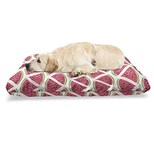 Ambesonne Watermelon Pet Bed, Exotic Fruit Pattern Simplistic Vegetarian Food, Chew Resistant Pad For Dogs And Cats Cushion With Removable Cover, 24" X 39", Coral Green 3 Ambesonne Watermelon Pet Bed, Exotic Fruit Pattern Simplistic Vegetarian Food, Chew Resistant Pad For Dogs And Cats Cushion With Removable Cover, 24" X 39", Coral Green