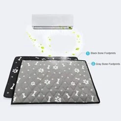 SONGBIRDTH 1Pc Summer Pet Dog Cooling Mat Car Seat Bone Claw Pattern Blanket Bed Cushion,Breathable Cotton Blend,Removable Easy To Clean Black L -Dog Supply Store 41rT95neM8L