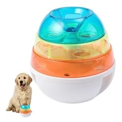Pet Food Ball Toy Treat Tower Dog Cat Slow Feeder Dog Bowl Treat Dispenser Dog Toy Interactive Toys Pet Supplies For Dogs Cats (Colorful)