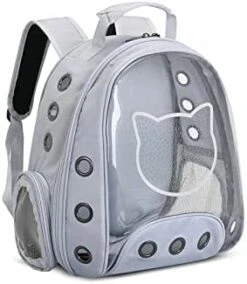 JOZZY Pet Travel Bag Pet Backpack, Solid Color Cat Bag, Transparent Space Bag, Go Out Portable Space Capsule Dog Backpack (Color : Gray) -Dog Supply Store 41vn9wfZXOL. AC