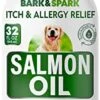 Bark&Spark Salmon Oil For Dogs & Cats - Natural Omega-3 Fish Oil For Dogs - Skin & Coat Support - Liquid Food Supplement For Pets - EPA+DHA Fatty Acids For Joint Function, Immune & Heart Health 32oz
