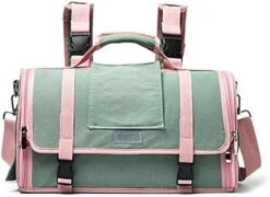 LEFEDA Cat Carrier Dog Foldable Portable Cat Bag Pets Breathable Backpack Dog Outgoing Travel Backpack Handbag Pets Transport Pet Backpack Carrier (Color : Green With Pink) -Dog Supply Store 41woUXBJD3L. AC