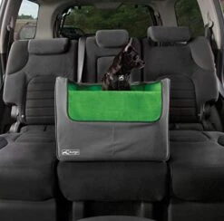 Kurgo Rear Skybox Booster For Dogs, Includes Dog Seatbelt Tether, Carseat For Pets Up To 30 Pounds, Helps With Canine Car Sickness, Rear Seat Use Only, Grass Green/Charcoal -Dog Supply Store 41yIhkXrTtL