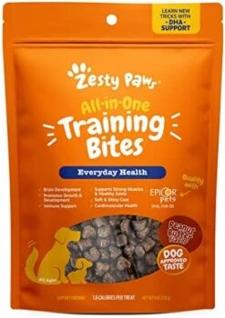 Zesty Paws Training Treats For Dogs & Puppies - Hip, Joint & Muscle Health - Immune, Brain, Heart, Skin & Coat Support - Bites With Fish Oil With Omega 3 Fatty Acids With EPA & DHA - PB Flavor - 12oz… -Dog Supply Store 41yma6ThWTL. AC