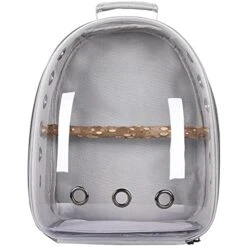 Pet Parrot Carrier Bird Travel Bag Backpack Space Capsule Transparent Backpack Breathable Parrot For Hiking (Gray)