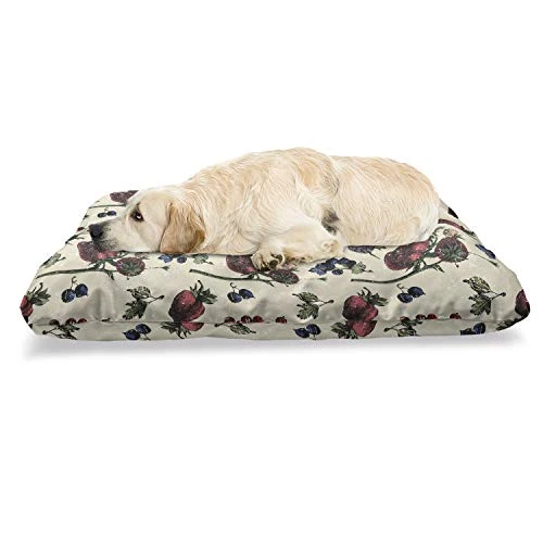 Ambesonne Vintage Pet Bed, Drawing Of Berry Fruits Tasty Vegetarian Food Organic Eating Garden Theme, Chew Resistant Pad For Dogs And Cats Cushion With Removable Cover, 24" X 39", Multicolor 3 Ambesonne Vintage Pet Bed, Drawing Of Berry Fruits Tasty Vegetarian Food Organic Eating Garden Theme, Chew Resistant Pad For Dogs And Cats Cushion With Removable Cover, 24" X 39", Multicolor