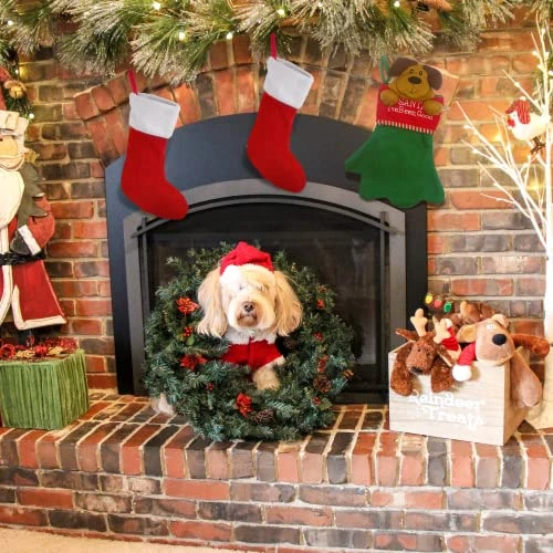 Jumbo Red And Green Felt Christmas Stocking For Dogs, Santa I've Been Good, Cute Funny Xmas Decorations For Fireplaces, Mantels, Walls, And More, 17 Inches 4 Jumbo Red And Green Felt Christmas Stocking For Dogs, Santa I've Been Good, Cute Funny Xmas Decorations For Fireplaces, Mantels, Walls, And More, 17 Inches - Image 2