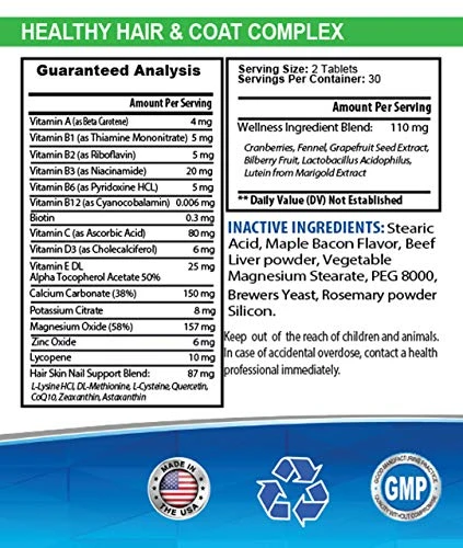 Dog Skin And Coat Supplements - Dog Hair And Coat Health Complex - Healthy Skin And Nails - Itch Relief - Powerful - Vitamin A For Dogs - 120 Treats (2 Bottles) 4 Dog Skin And Coat Supplements - Dog Hair And Coat Health Complex - Healthy Skin And Nails - Itch Relief - Powerful - Vitamin A For Dogs - 120 Treats (2 Bottles) - Image 2