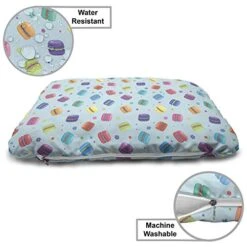 Ambesonne Foods Pet Bed, Colorful Macarons Pattern Along Small Flower Motifs Delicious Artwork, Chew Resistant Pad For Dogs And Cats Cushion With Removable Cover, 24" X 39", Sky Blue And Multicolor 7 Ambesonne Foods Pet Bed, Colorful Macarons Pattern Along Small Flower Motifs Delicious Artwork, Chew Resistant Pad For Dogs And Cats Cushion With Removable Cover, 24" X 39", Sky Blue And Multicolor -Dog Supply Store 512WCev239L