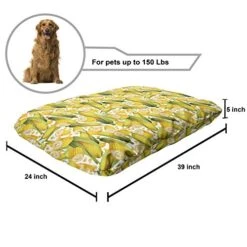 Ambesonne Corn Pet Bed, Vegetable Organic Food Realistic Illustration Yellow Corn Stalks Agriculture, Chew Resistant Pad For Dogs And Cats Cushion With Removable Cover, 24" X 39", Yellow Green White -Dog Supply Store 512oVu9JIbL