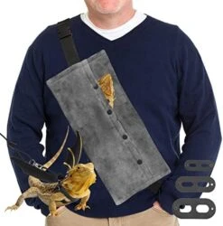 Bearded Dragon Leash & Leopard Pattern Carrier, Lizard Adjustable Harness With Leather Wings And Sling Bag, With Beardie's Leopard Pattern Coat, Reptile Small Pet Batwing Accessories For Outdoor -Dog Supply Store 515iC38rNJL. AC