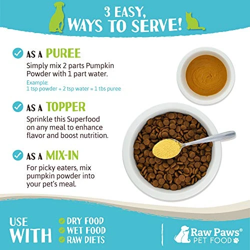 Raw Paws USA Organic Pumpkin Powder For Cats & Dogs, 4-oz - Healthy Stool, Diarrhea, Constipation Relief, Pure Pumpkin For Dogs, Canned Pumpkin For Dogs Alternative, Dog Pumpkin Powder, Fiber For Cats 4 Raw Paws USA Organic Pumpkin Powder For Cats & Dogs, 4-oz - Healthy Stool, Diarrhea, Constipation Relief, Pure Pumpkin For Dogs, Canned Pumpkin For Dogs Alternative, Dog Pumpkin Powder, Fiber For Cats - Image 2