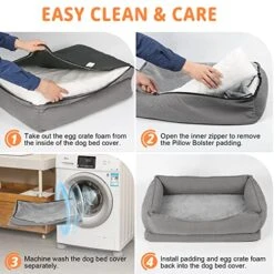 Dog Bed, Orthopedic Bolster Dog Beds For Extra Large Dogs. Egg Crate Foam Sofa With Removable Washable Bed Cover, Nonskid Bottom Couch, Pet Beds For Large&Extra Large Extra Large Size: 42"*32.5" 15 Dog Bed, Orthopedic Bolster Dog Beds For Extra Large Dogs. Egg Crate Foam Sofa With Removable Washable Bed Cover, Nonskid Bottom Couch, Pet Beds For Large&Extra Large Extra Large Size: 42"*32.5" -Dog Supply Store 516jDcwvwdL