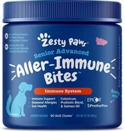 Zesty Paws Dog Allergy Relief - Anti Itch Supplement - Omega 3 Probiotics For Dogs - Salmon Oil Digestive Health - Soft Chews For Skin & Seasonal Allergies - With Epicor Pets - Lamb - 50 Count -Dog Supply Store 516spSjYzL. AC