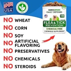 Flea And Tick Prevention For Dogs Chewable Tablets - All Natural Flea & Tick Chews - Flea Chewables Pills For Dogs - All Breeds And Ages - Made In USA - Bacon - 120 Treats -Dog Supply Store 517eJNCbFTL