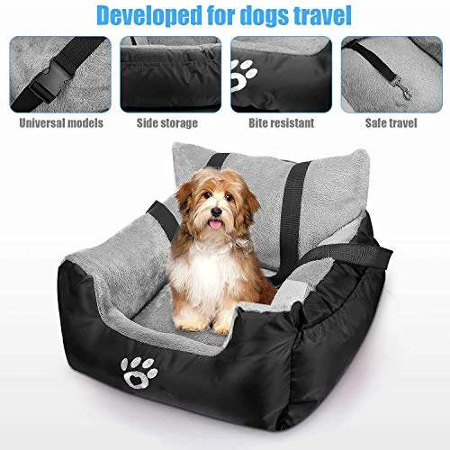 FRISTONE Dog Car Seat, Dog Booster Car Seat Travel Carrier With Clip-on Safety Leash And Storage Pocket Dog Seat For Puppy, Small Pet Comfortable And Anti-Slip - Black 5 FRISTONE Dog Car Seat, Dog Booster Car Seat Travel Carrier With Clip-on Safety Leash And Storage Pocket Dog Seat For Puppy, Small Pet Comfortable And Anti-Slip - Black - Image 3