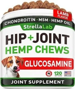 Hemp Treats - Glucosamine Dog Joint Supplement + Omega 3 - W/Hemp Oil - Chondroitin, MSM - Advanced Mobility Chews - Joint Pain Relief - Hip & Joint Care - Chicken Flavor - 120 Ct - Made In USA 19 Hemp Treats - Glucosamine Dog Joint Supplement + Omega 3 - W/Hemp Oil - Chondroitin, MSM - Advanced Mobility Chews - Joint Pain Relief - Hip & Joint Care - Chicken Flavor - 120 Ct - Made In USA -Dog Supply Store 518PtkDJZ1L. AC