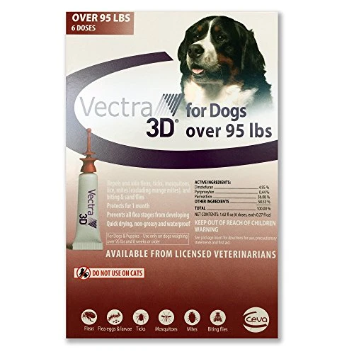 Vectra 3D For Dogs Over 95 LBS 6-Dose 3 Vectra 3D For Dogs Over 95 LBS 6-Dose