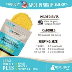 Raw Paws USA Organic Pumpkin Powder For Cats & Dogs, 4-oz - Healthy Stool, Diarrhea, Constipation Relief, Pure Pumpkin For Dogs, Canned Pumpkin For Dogs Alternative, Dog Pumpkin Powder, Fiber For Cats 10 Raw Paws USA Organic Pumpkin Powder For Cats & Dogs, 4-oz - Healthy Stool, Diarrhea, Constipation Relief, Pure Pumpkin For Dogs, Canned Pumpkin For Dogs Alternative, Dog Pumpkin Powder, Fiber For Cats -Dog Supply Store 519XrWMAWcL