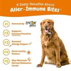 Zesty Paws Allergy Immune Supplement For Dogs - With Omega 3 Salmon Fish Oil & EpiCor Pets + Probiotics For Seasonal Allergies - Peanut Butter -Dog Supply Store 519sMKKJD1L