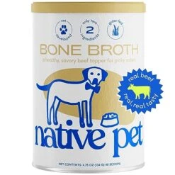 Native Pet Bone Broth For Dogs | Dog Food Topper For Picky Eaters | Dog Gravy Topper For Dry Food | Protein Powder For Dogs | Beef Flavored Bone Broth Powder For Dogs | Bone Broth For Cats | 4.75oz