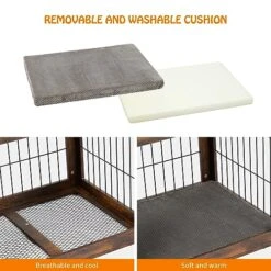 Dog Crate Furniture With Cushion,31.5" Large Wooden Dog Kennel Furniture With 2 Drawers,Left/Right Doors + Double Front Doors,for SmallMedium Dogs,Dog Cage TV Stand Rustic Brown 31.5"L×23.6"W×32.1"H 9 Dog Crate Furniture With Cushion,31.5" Large Wooden Dog Kennel Furniture With 2 Drawers,Left/Right Doors + Double Front Doors,for SmallMedium Dogs,Dog Cage TV Stand Rustic Brown 31.5"L×23.6"W×32.1"H -Dog Supply Store 51AL9Amx8NL