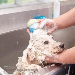 Pet Bath Rush For Dog And Cat Washing,Soothing Massage Soft Hair Silicone Comb With Shampoo Dispenser -Dog Supply Store 51Ax02oWKyL