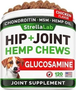 Hemp Treats - Glucosamine Dog Joint Supplement + Omega 3 - W/Hemp Oil - Chondroitin, MSM - Advanced Mobility Chews - Joint Pain Relief - Hip & Joint Care - Chicken Flavor - 120 Ct - Made In USA 25 Hemp Treats - Glucosamine Dog Joint Supplement + Omega 3 - W/Hemp Oil - Chondroitin, MSM - Advanced Mobility Chews - Joint Pain Relief - Hip & Joint Care - Chicken Flavor - 120 Ct - Made In USA -Dog Supply Store 51BG4KryPEL. AC