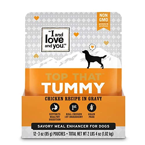 "I And Love And You" Top That Tummy Wet Dog Food Pouch, Chicken Recipe In Gravy, 3 Oz (Pack Of 12) 3 "I And Love And You" Top That Tummy Wet Dog Food Pouch, Chicken Recipe In Gravy, 3 Oz (Pack Of 12)