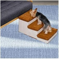 YangYan Pet Dog Stairs Foldable Pet Steps 3-Step Storage Style Pet Stair Indoor Pet Ramp Ladder For Puppies Dog Bed Stairs Storage Case (Color : Yellow) -Dog Supply Store 51Djb3XW2yL. AC