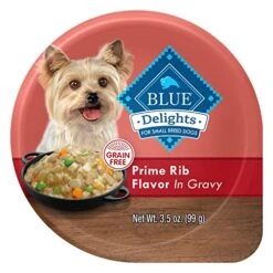 Blue Buffalo Delights Natural Adult Small Breed Wet Dog Food Cup, Prime Rib Flavor In Hearty Gravy 3.5-oz (Pack Of 12) -Dog Supply Store 51DmfgfEYML