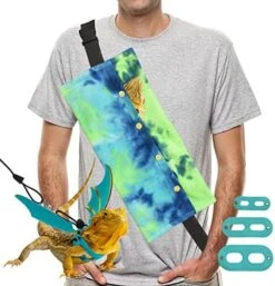 Bearded Dragon Leash & Leopard Pattern Carrier, Lizard Adjustable Harness With Leather Wings And Sling Bag, With Beardie's Leopard Pattern Coat, Reptile Small Pet Batwing Accessories For Outdoor -Dog Supply Store 51DrK9oNLwL. AC