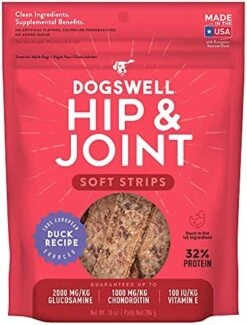 DOGSWELL Hip & Joint Dog Treats 100% Meaty, Grain Free, Glucosamine Chondroitin & Omega 3, Chicken Soft Strips 12 Oz -Dog Supply Store 51ENDXH1CL. AC