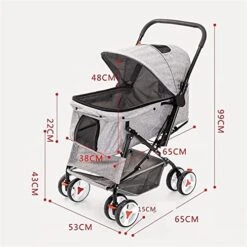 LEFEDA Pet Dog Puppy Cat Travel Pushchair Jogger Folding Trolley Teddy Trolleys Cage Four Wheels Outdoor Pet Backpack Carrier (Color : Black) -Dog Supply Store 51F6Ac1kSbL