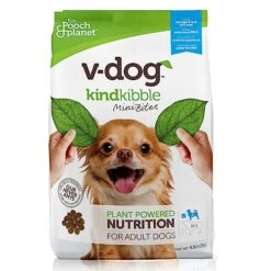 V-dog Vegan Mini Kibble Dry Dog Food (4.5 LB) Small Breed Dogs | Plant-Based Protein With Added Taurine For Sensitive Stomach And Skin | All Natural Made In US